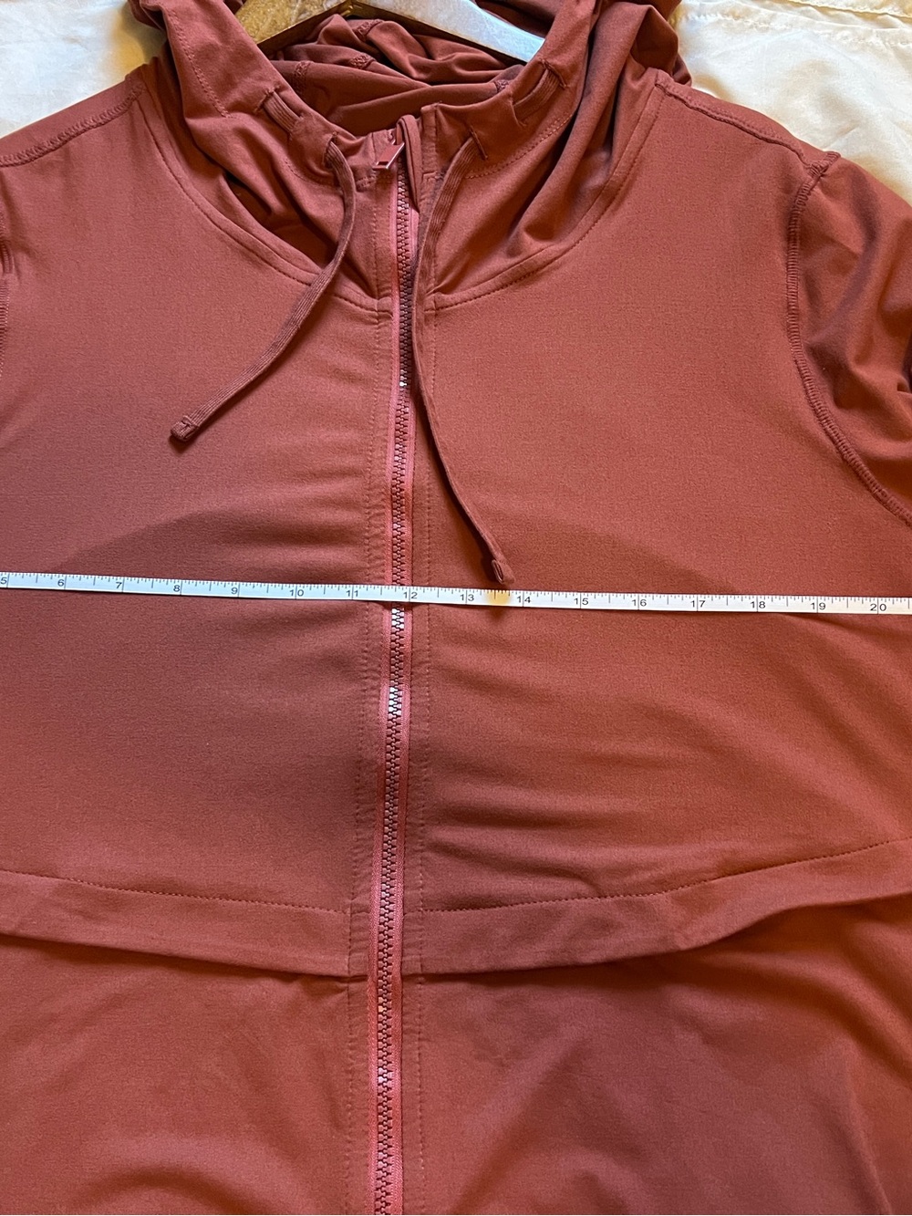 Women’s Long Sleeve Hooded Zip Dress in Rust - Picture 6 of 9